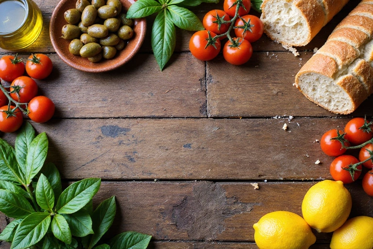 Varietà di frutta e verdura su un tavolo
